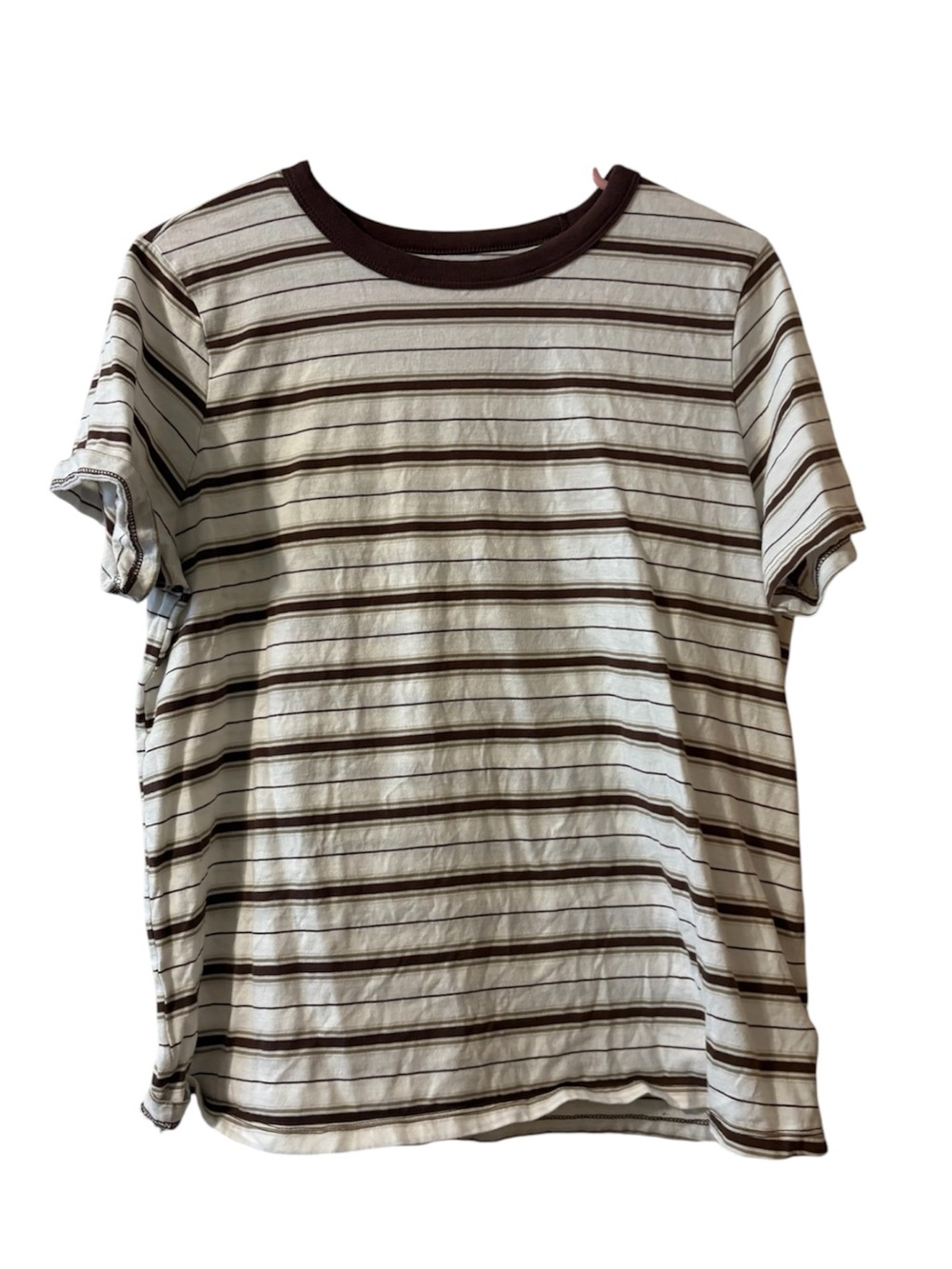 Old Navy Striped Short-Sleeve Crew Tee - Cream & Brown